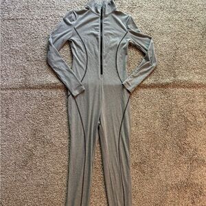 Grey and black ribbed jumpsuit